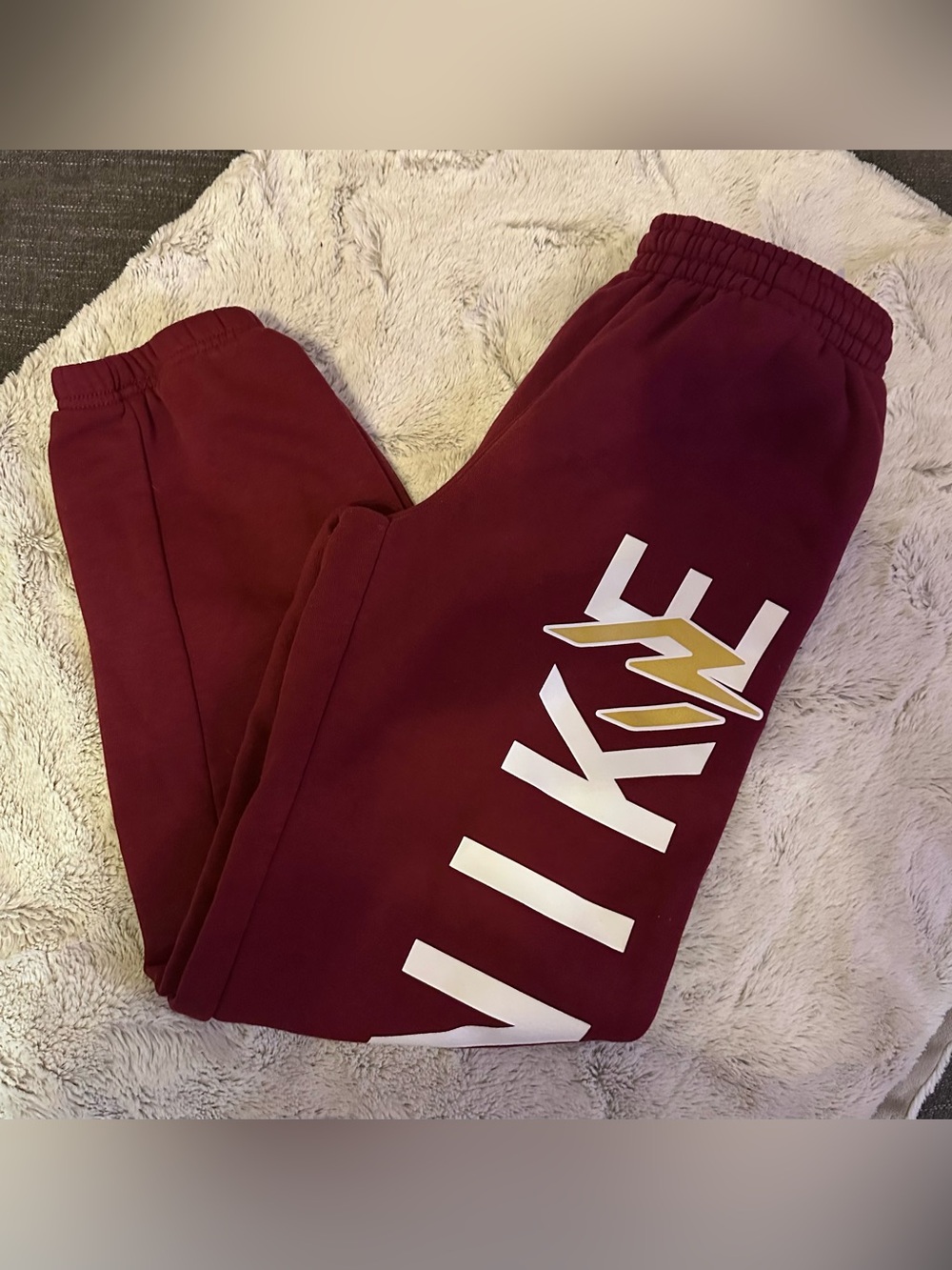 Nike 3Brand Sweatpants Maroon Logo Elastic Waist - Boys Large